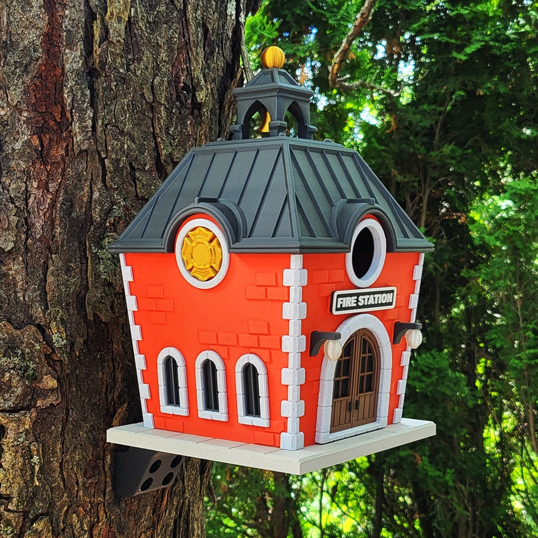 Vintage Fire Station Bird House