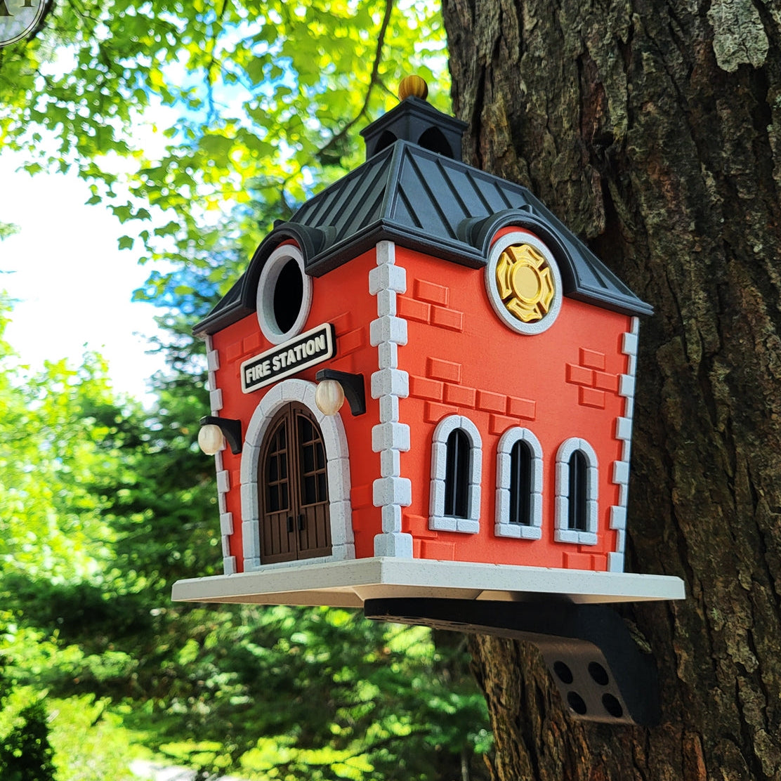 Vintage Fire Station Bird House