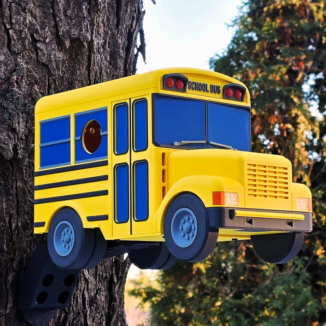 yellow school bus birdhouse