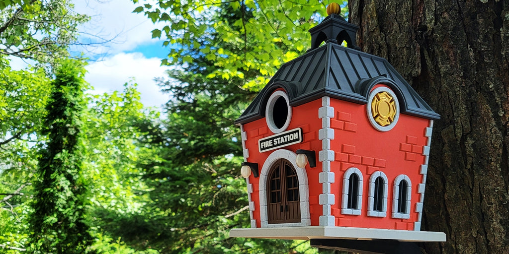 Vintage Fire Station Bird House