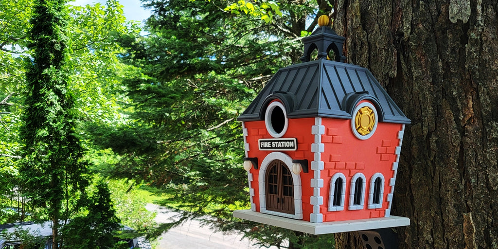 Vintage Fire Station Bird House