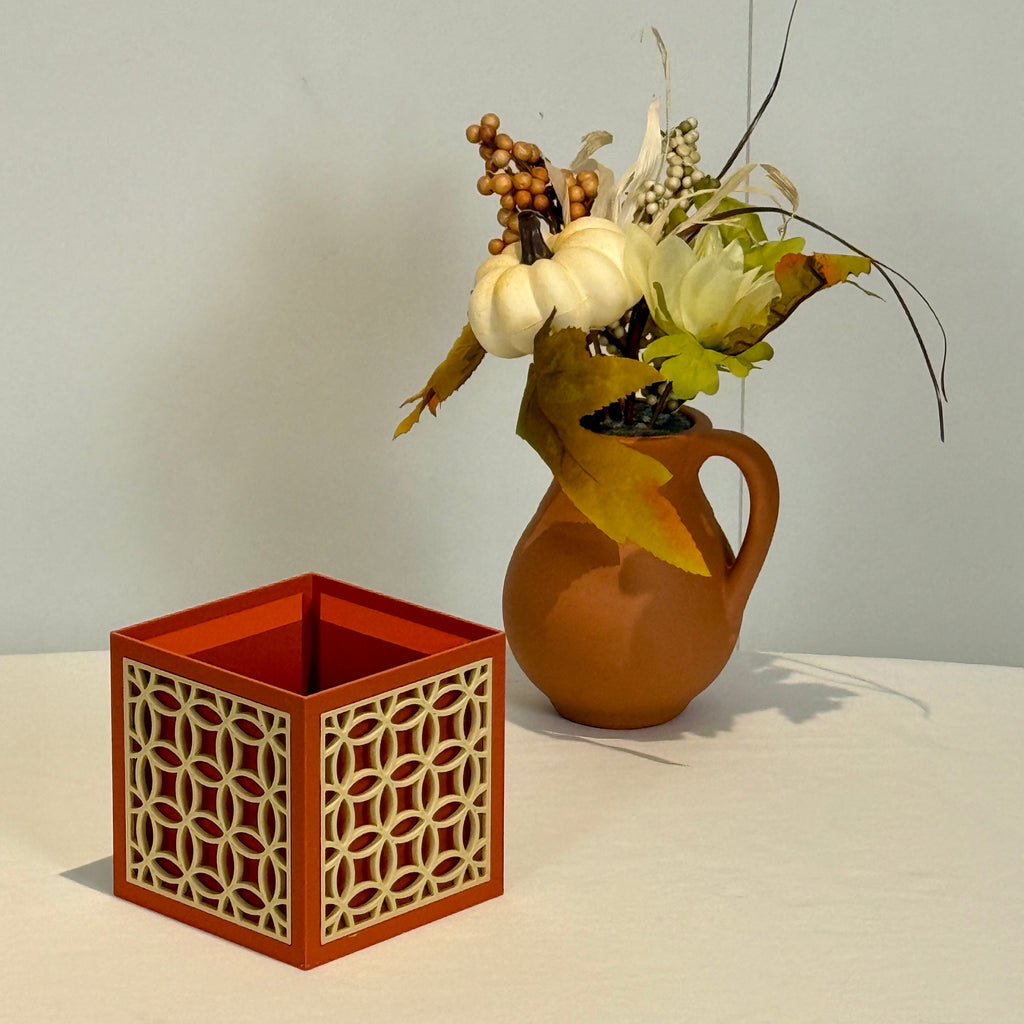 Mid Century Modern Planter Terra cotta colour with background decor