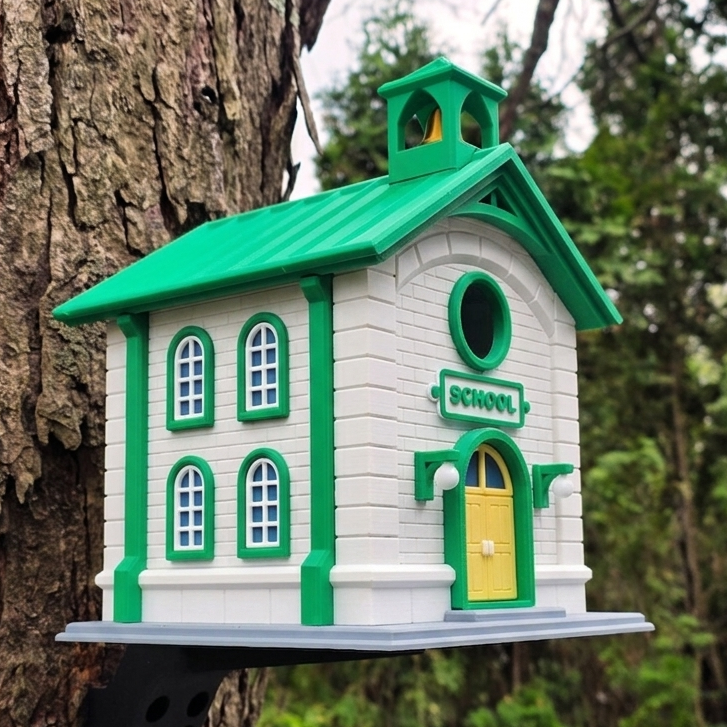 3D printed schoolhouse birdhouse