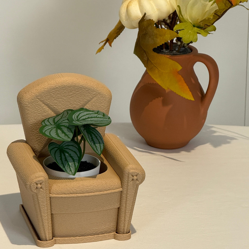 3D Printed Armchair Planter with Background Decor