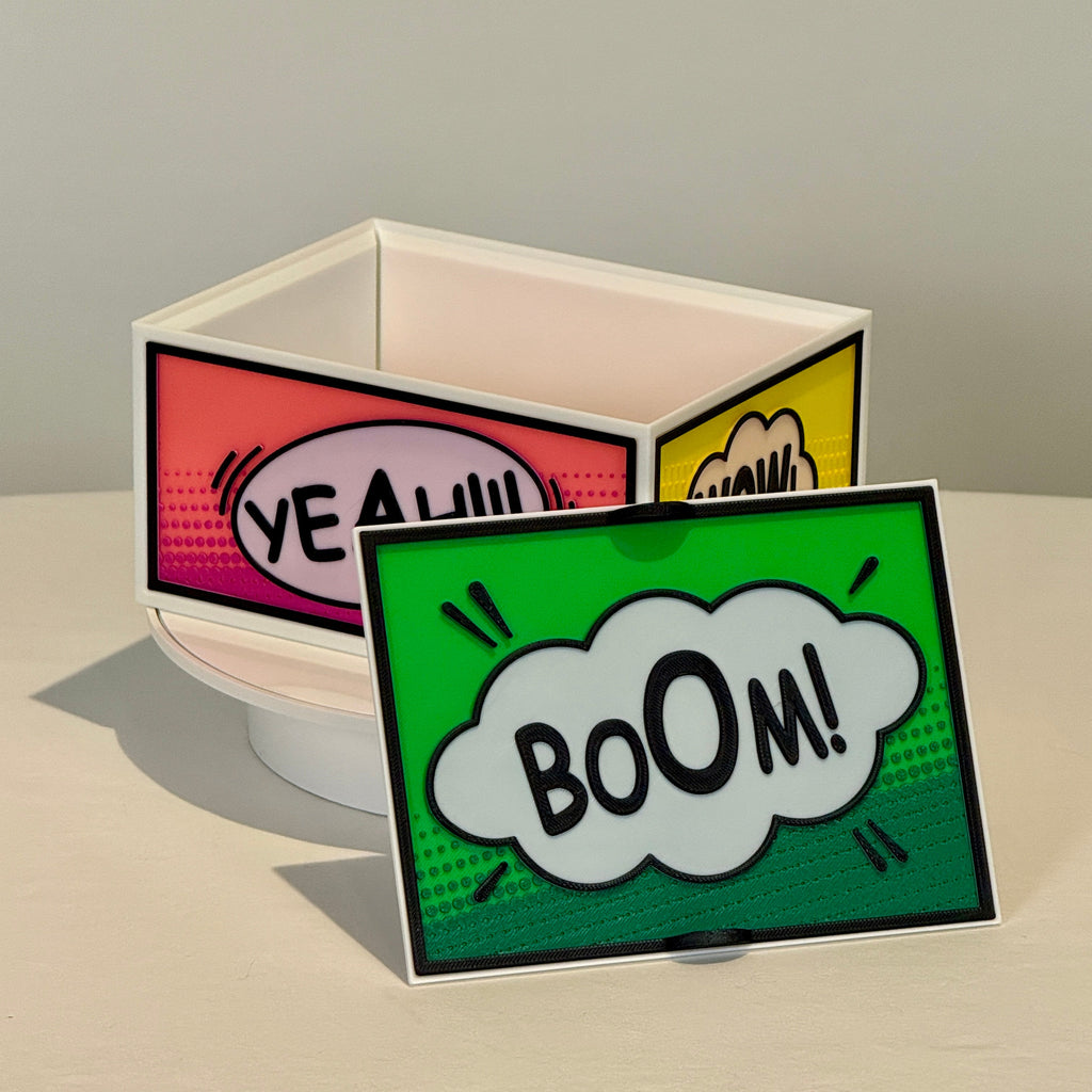 Colorful comic-style storage Box.