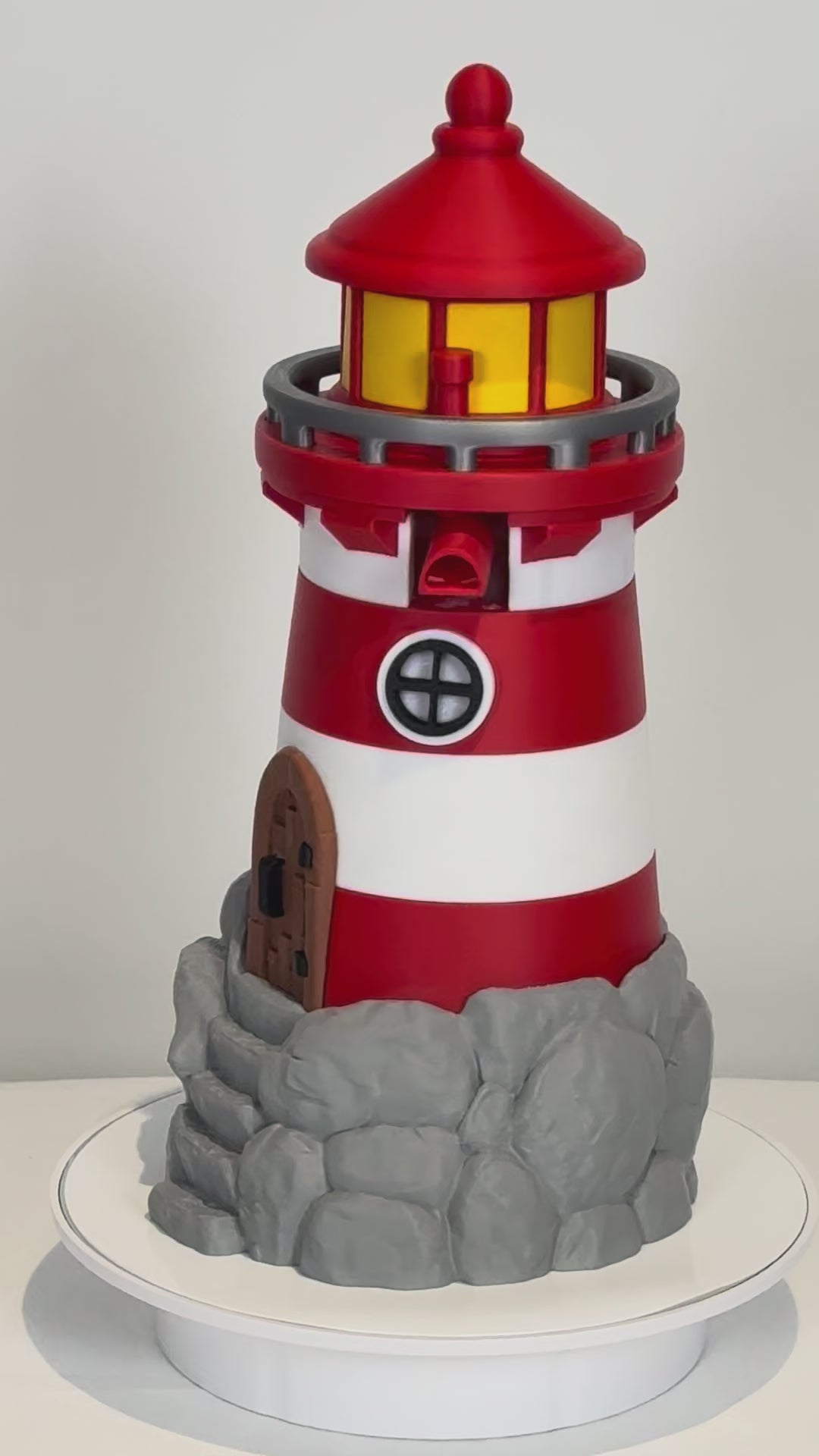 Video of 3D printed lighthouse soap bottle holder