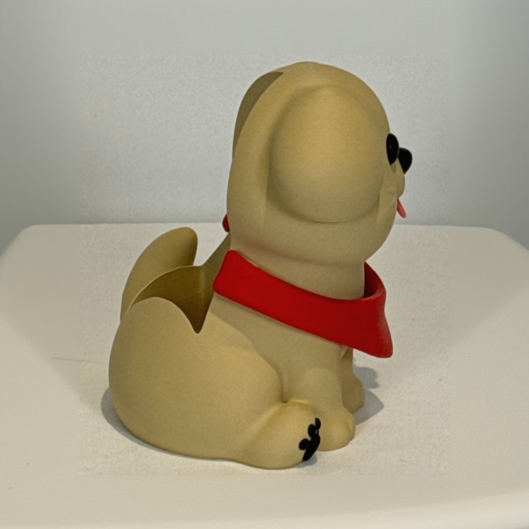 Puppy dog soap bottle holder. Right side view