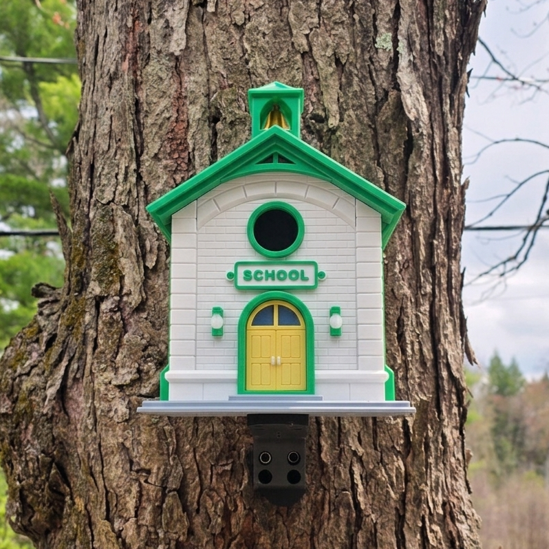 3D printed schoolhouse birdhouse